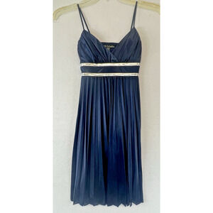 Vintage Y2K City‎ Triangles Small Empire Waist Babydoll Pleated Navy Silver